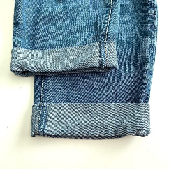 FOREVER 21 Contemporary Blue Denim Mom Jeans Large Cuffed Paperbag-Waist - Picture 7 of 15